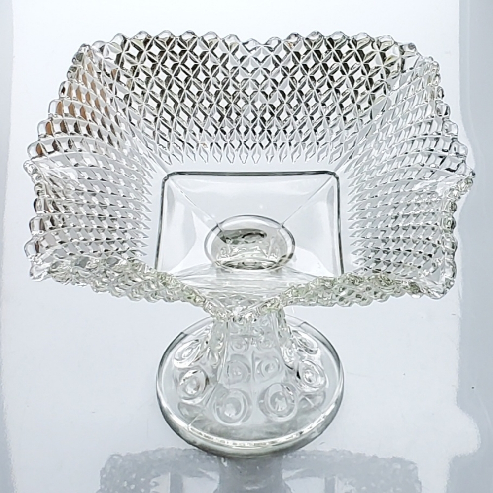 1950s L.E. Smith Diamond Point Ruffle Edged Compote - Picture 2 of 16